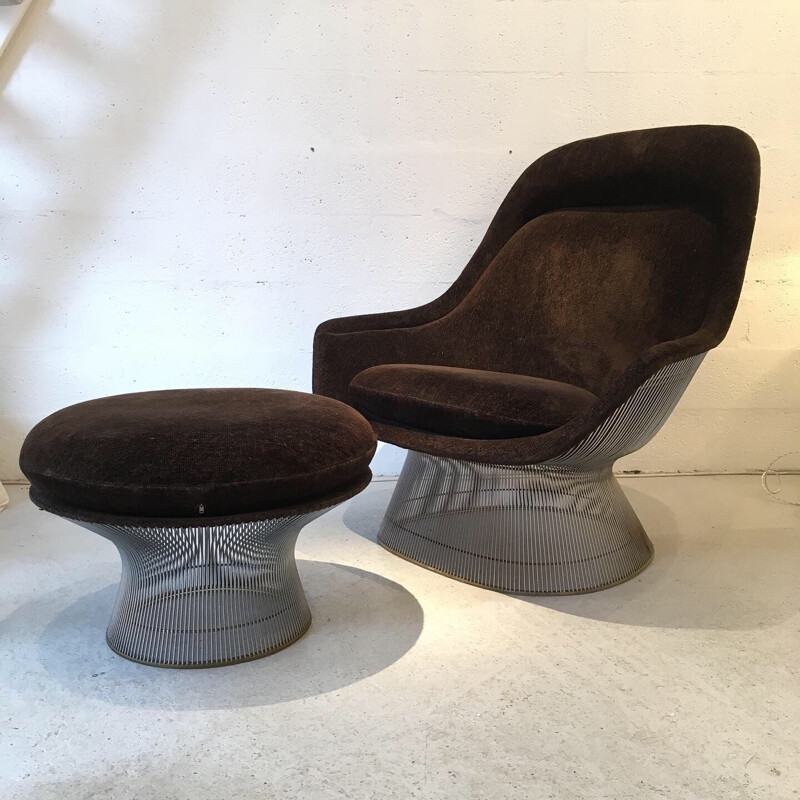 Vintage armchair and ottoman by Warren Platner Knoll Edition 1960