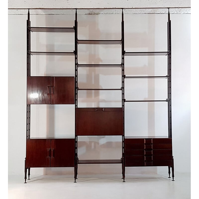 Vintage wall unit bookcase Italy 1950s