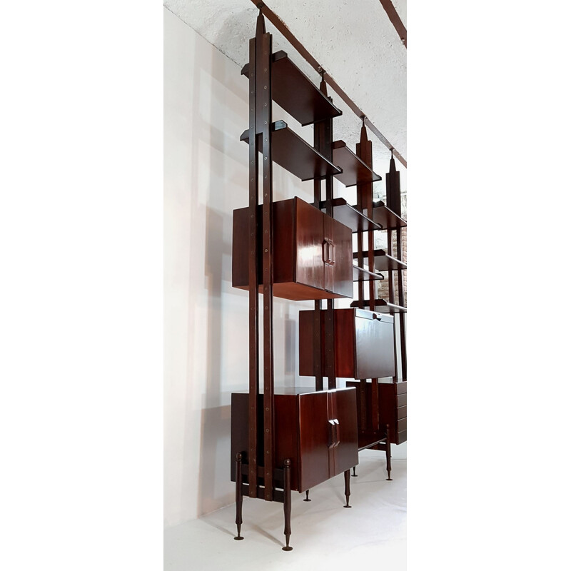 Vintage wall unit bookcase Italy 1950s