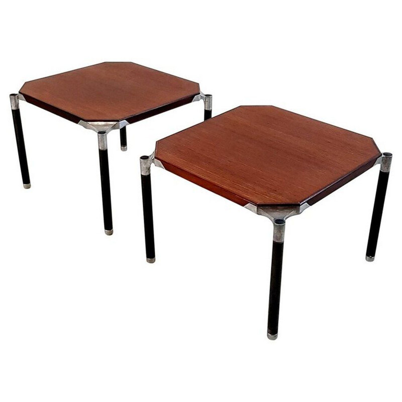 Vintage side tables Mim Roma in mahogany circa 1950