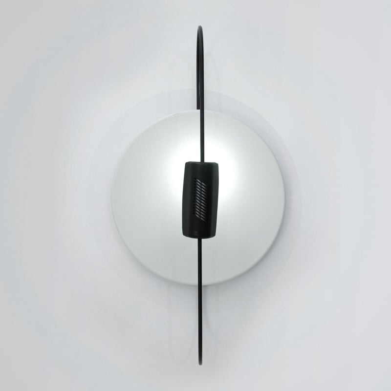 Vintage ceiling lamp black and white Spilla by Luciano Pagani for Arteluce 1980s