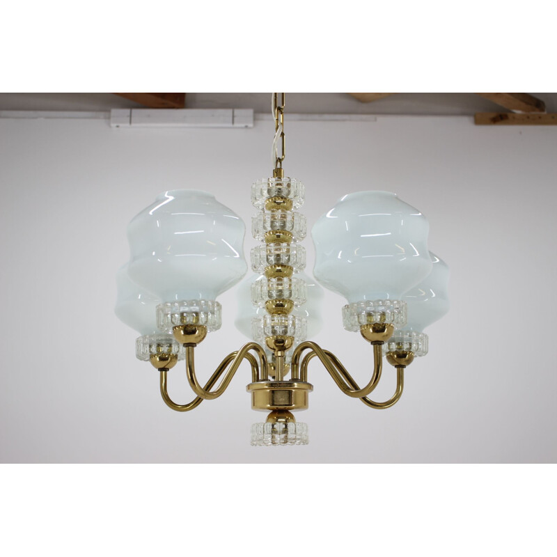 Set of one vintage chandelier and one wall lamp
