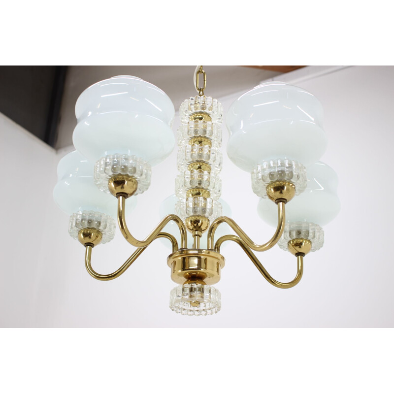 Set of one vintage chandelier and one wall lamp