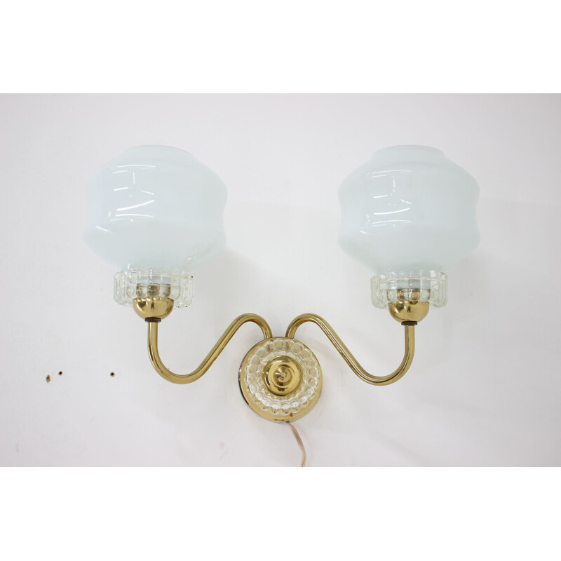 Set of one vintage chandelier and one wall lamp