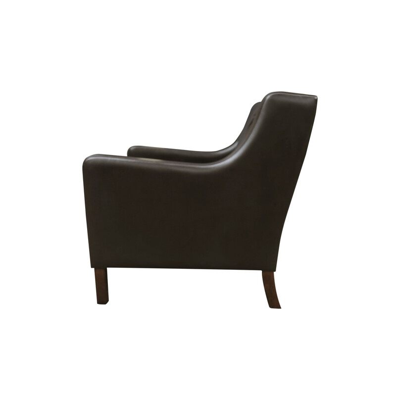 Vintage Danish dark brown leather lounge chair