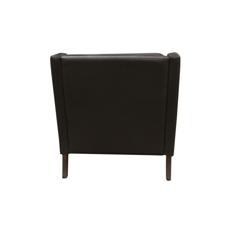 Vintage Danish dark brown leather lounge chair