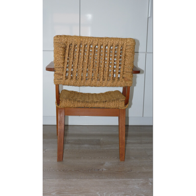 Rope and wooden armchair, Adrien AUDOUX & Frida MINET - 1950s