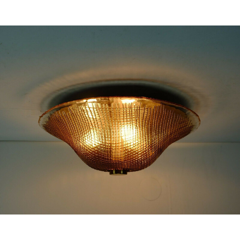 Vintage Peill und Putzler ceiling lamp smoked glass