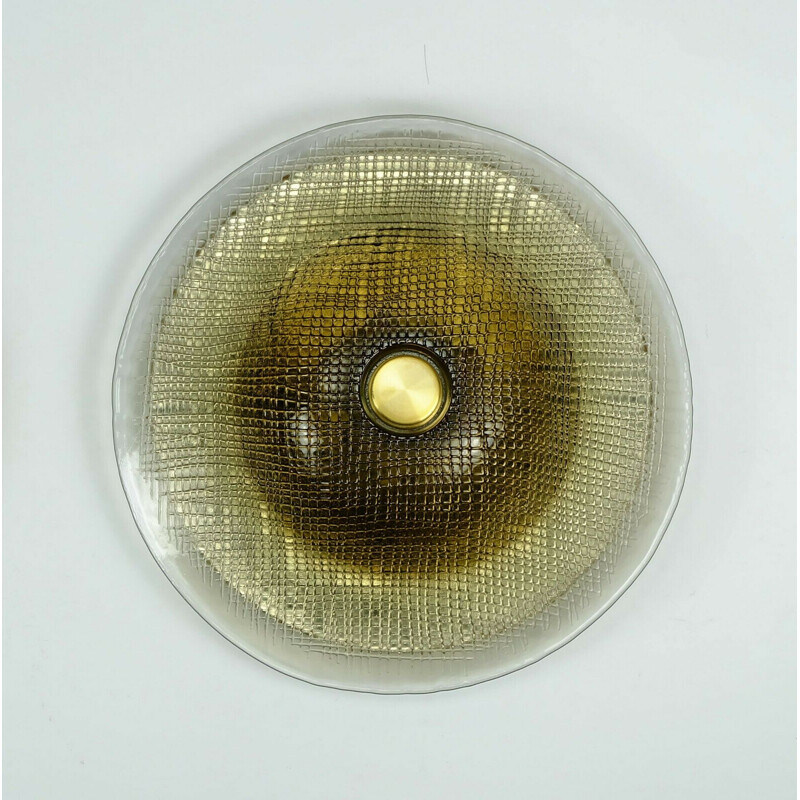 Vintage Peill und Putzler ceiling lamp smoked glass