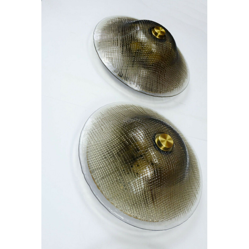 Vintage Peill und Putzler ceiling lamp smoked glass