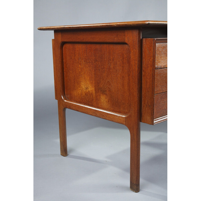 Vintage Scandinavian double-sided desk and Arne Vodder armchair for Sibast
