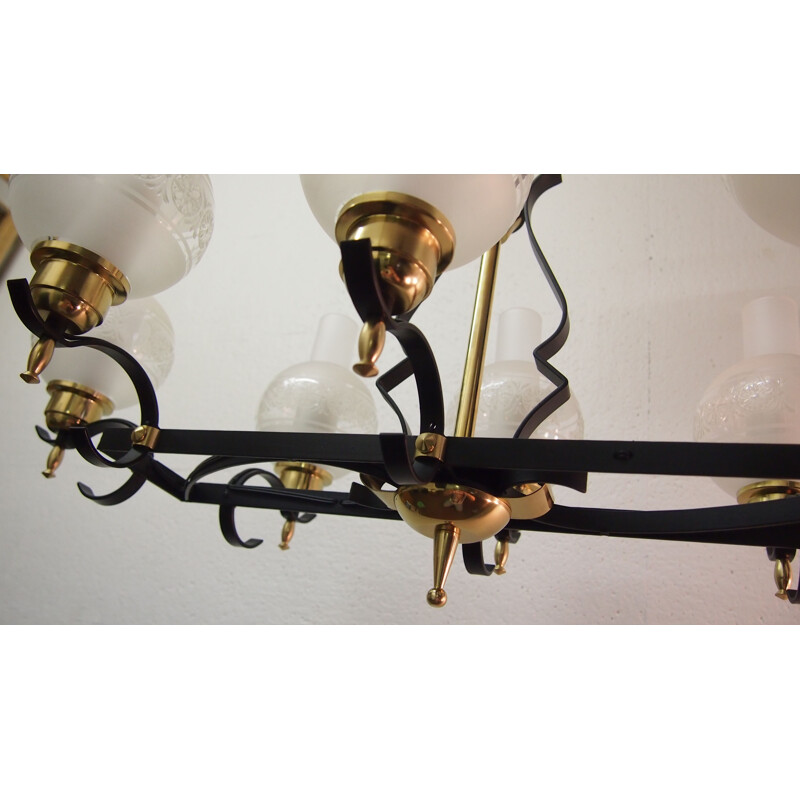 Vintage iron chandelier Jules LELEU