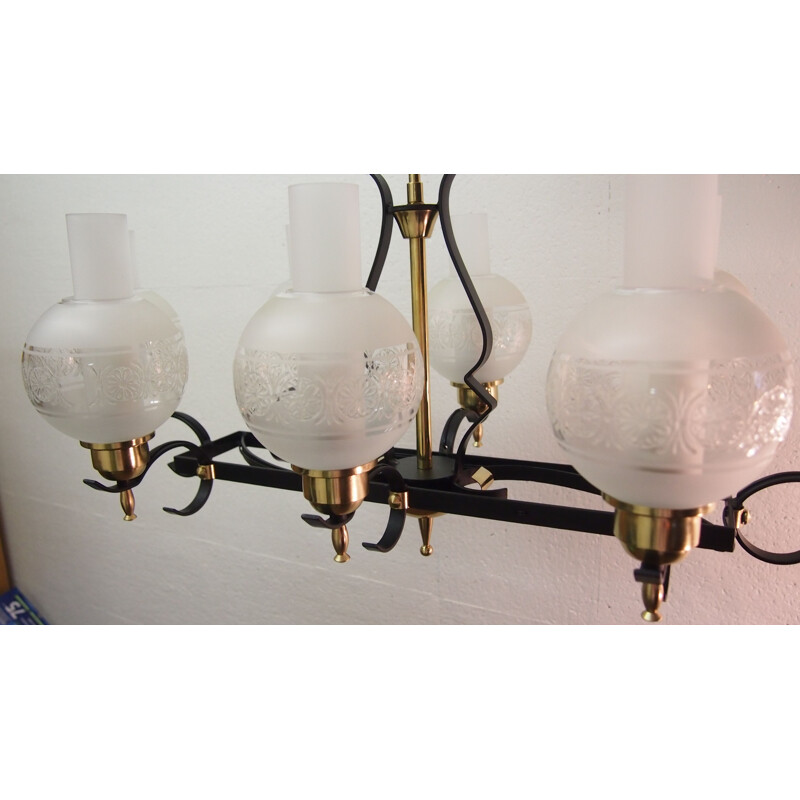 Vintage iron chandelier Jules LELEU