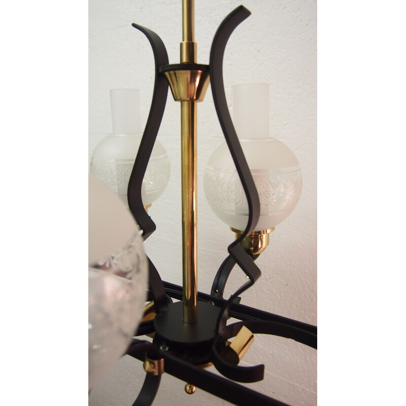 Vintage iron chandelier Jules LELEU