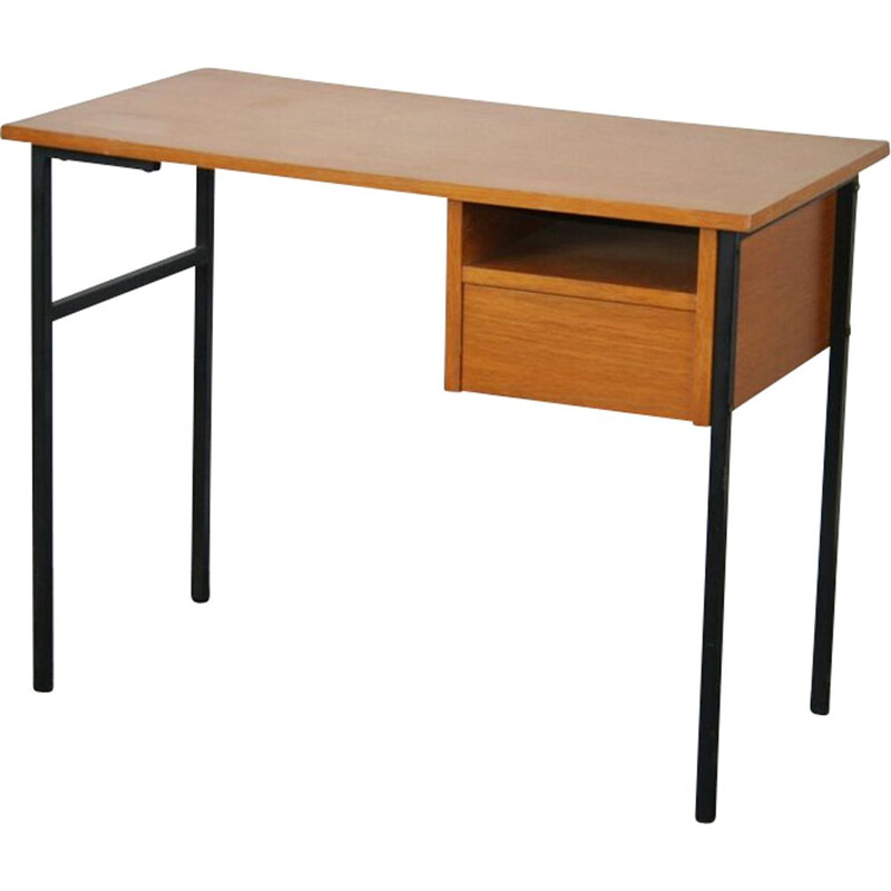 Vintage desk wood and metal 1950s