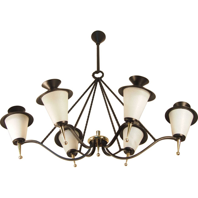 Vintage gold and black Arlus chandelier