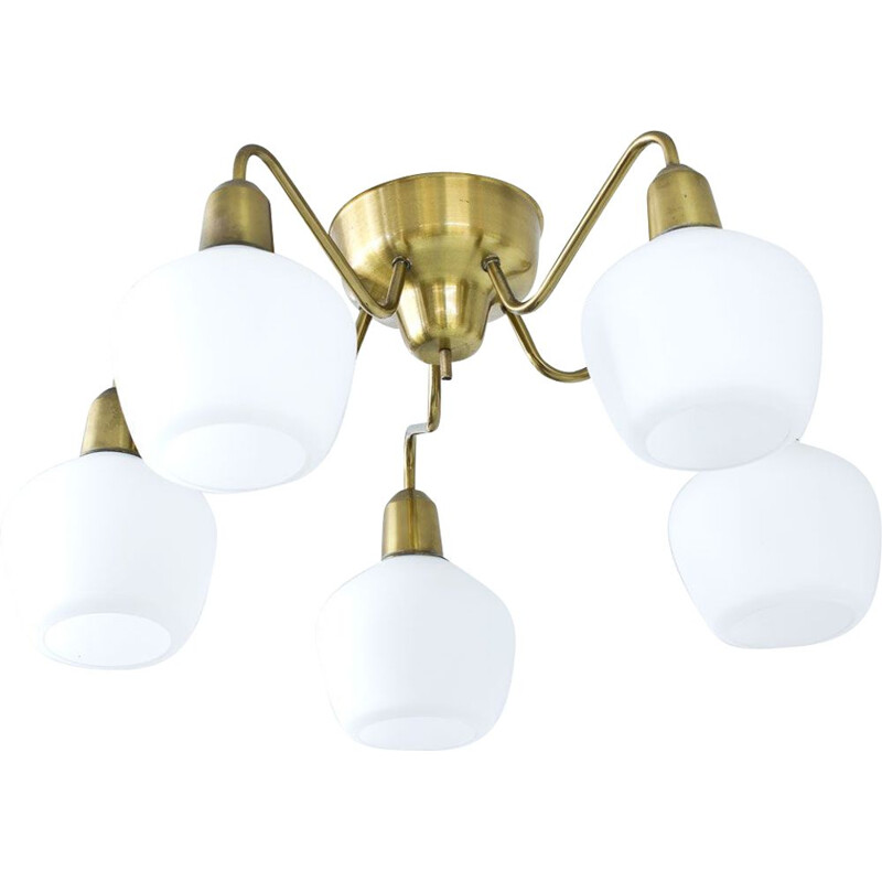 Vintage 5-armed ceiling lamp by Hans Bergström
