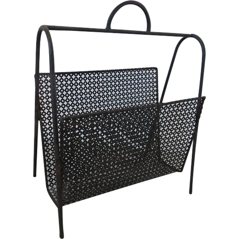 Vintage black metal magazine rack