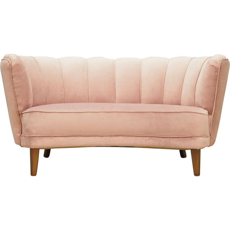 Vintage Danish sofa in pink velvet