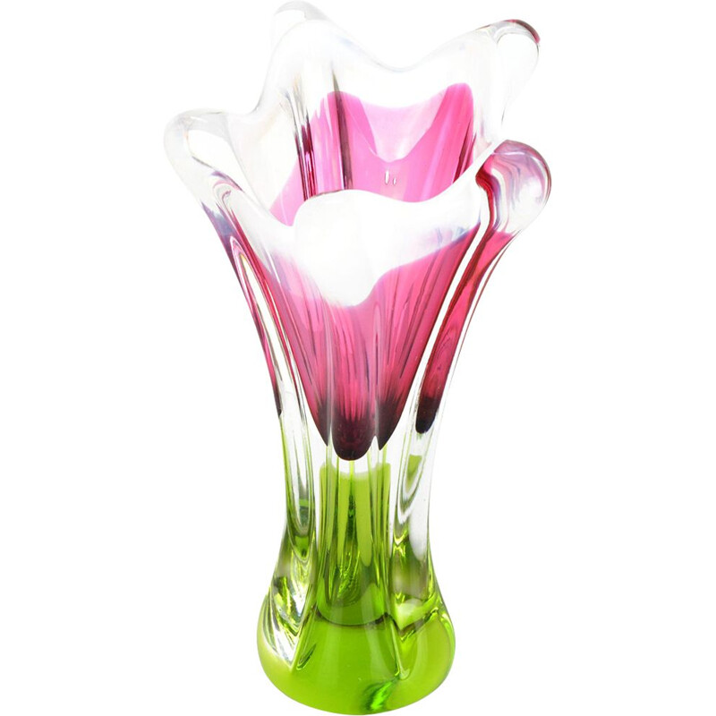 Vintage vase in glass by J. Hospodka for Chribska Sklarna, Czechoslovakia, 1960s