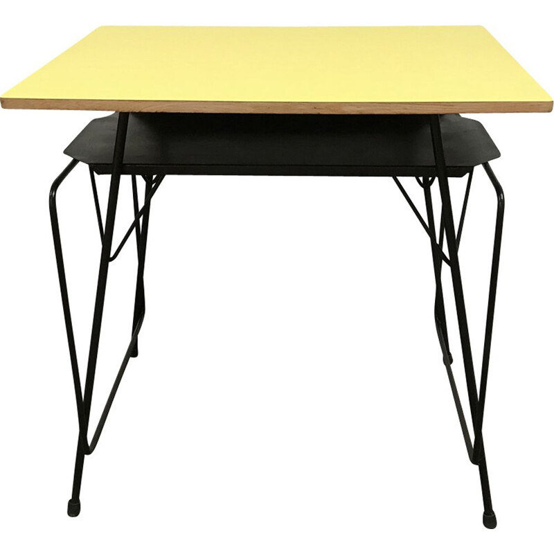 Vintage desk by Willy van der Meeren in metal and yellow formica 1950