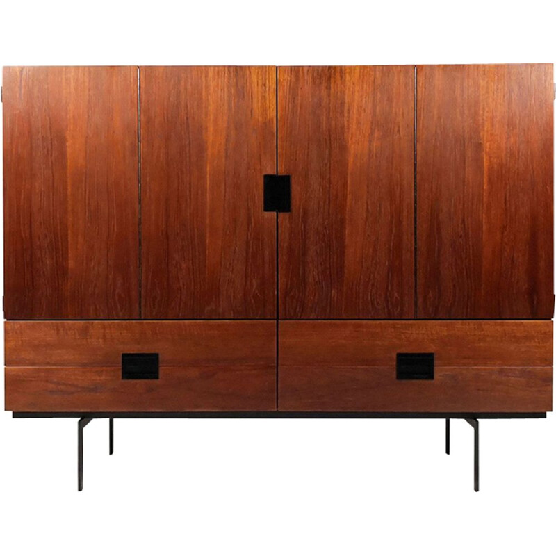 Vintage CU04 highboard for UMS Pastoe in teak and steel 1950