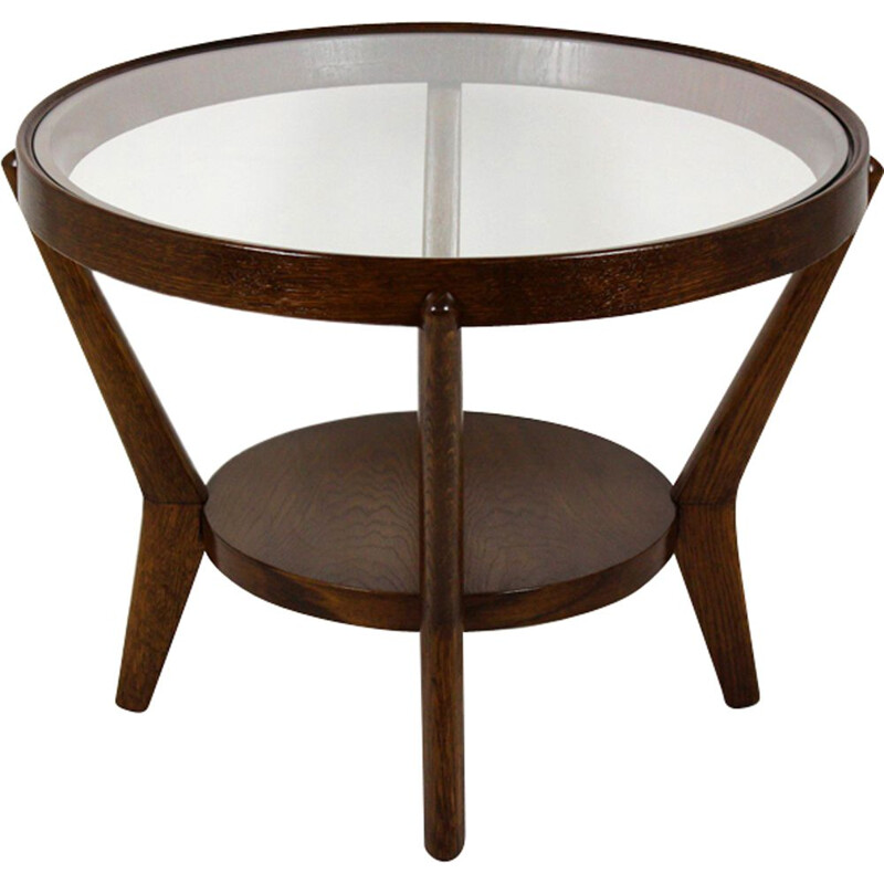 Vintage round table for Interier Praha in oakwood 1940