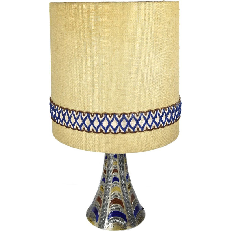 Vintage german lamp in fabric and ceramics 1960