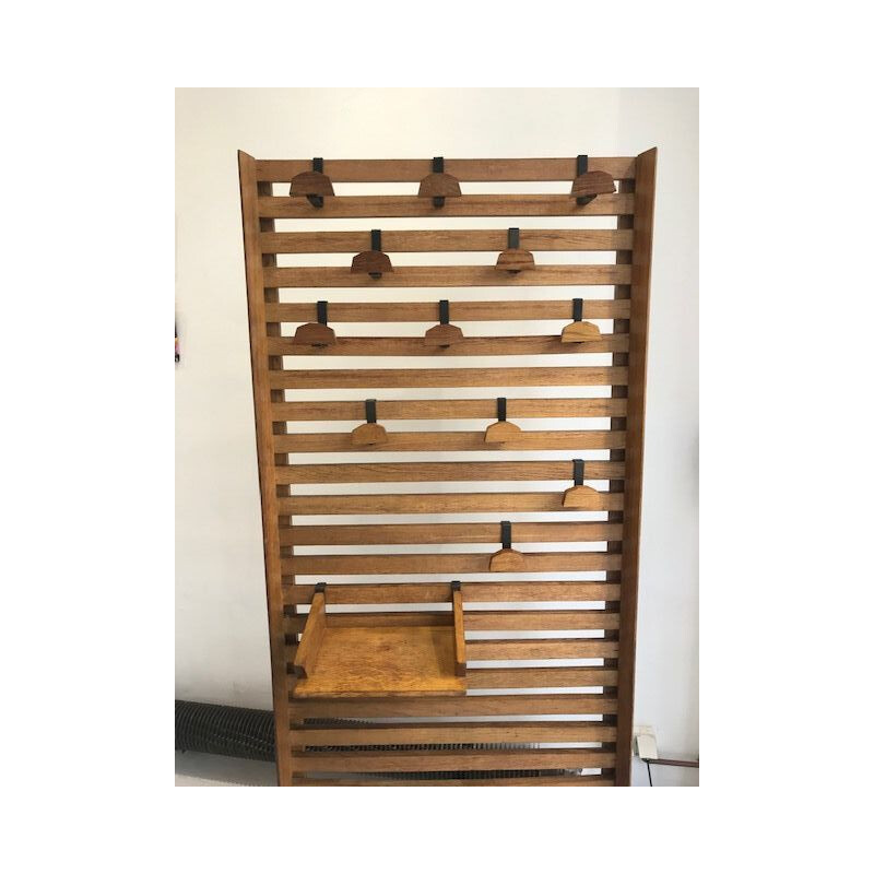 Vintage coat rack in oak Le Corbusier, Jeanneret, Perriand 1950s