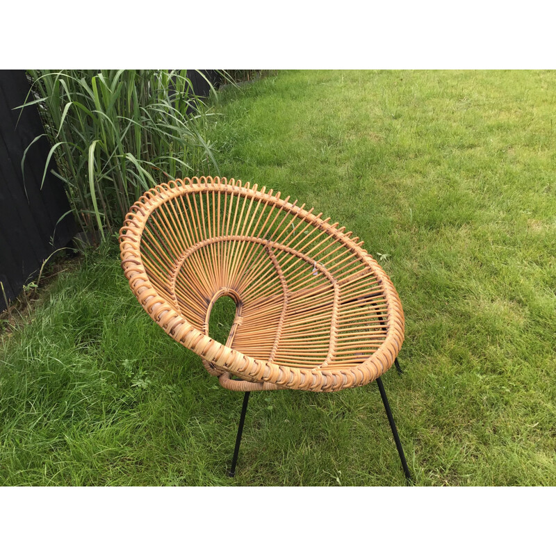 Vintage armchair in rattan Dutch 1960s