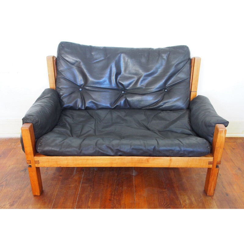 Vintage 2-seater sofa S15 by Pierre Chapo 1960s