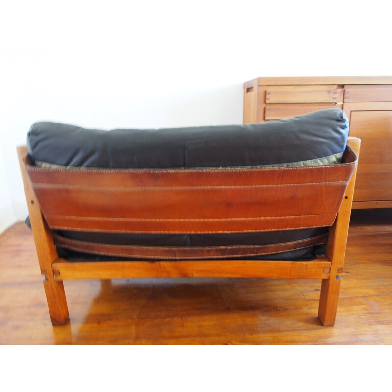 Vintage 2-seater sofa S15 by Pierre Chapo 1960s