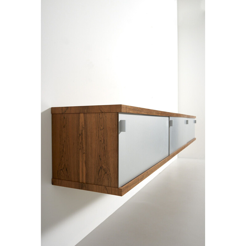 Vintage hanging sideboard for Behr in rosewood and aluminium 1960