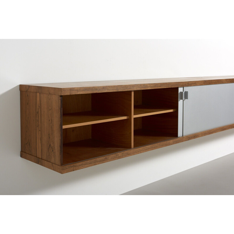 Vintage hanging sideboard for Behr in rosewood and aluminium 1960