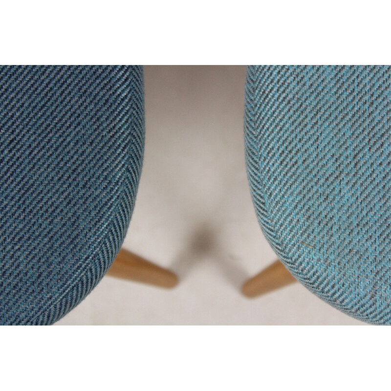 Set of 4 vintage chairs for Tatra in bent plywood and blue fabric 1960