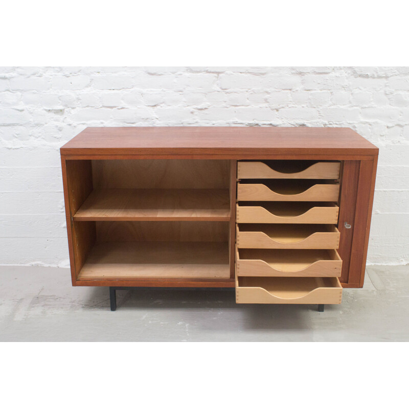 Vintage scandinavian highboard in teak and metal 1970