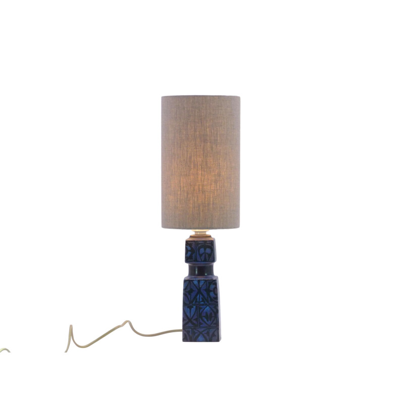 Scandinavian vintage lamp for fog & Morup in blue ceramic 1960