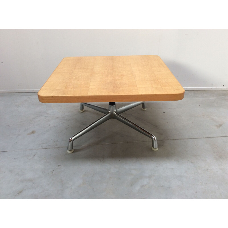 Table basse vintage de Eames pour Miller en bois et acier 1960
