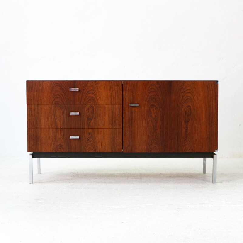 Vintage german sideboard in rosewood and metal 1970