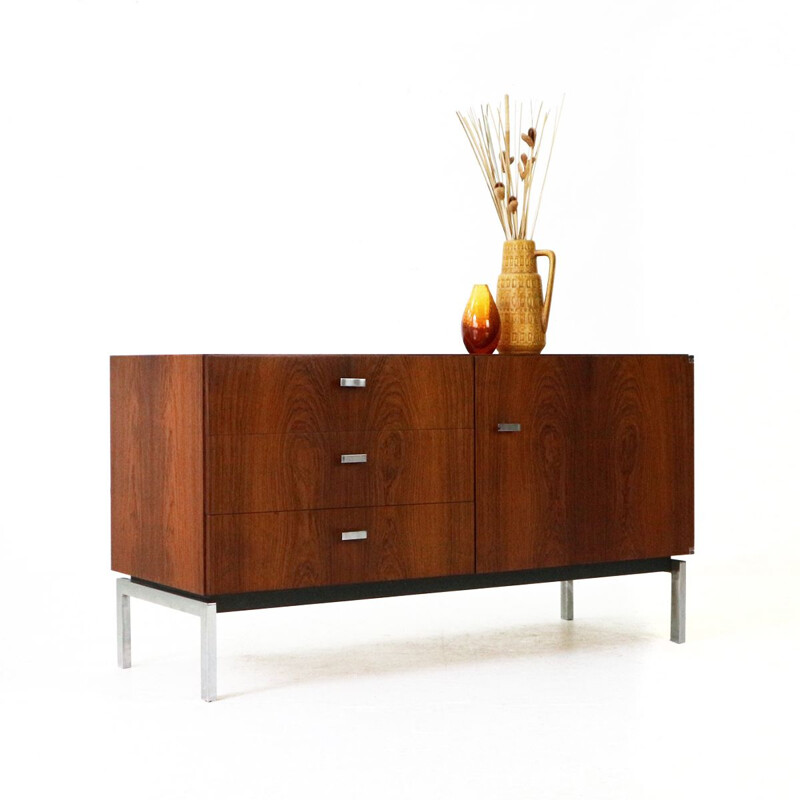 Vintage german sideboard in rosewood and metal 1970