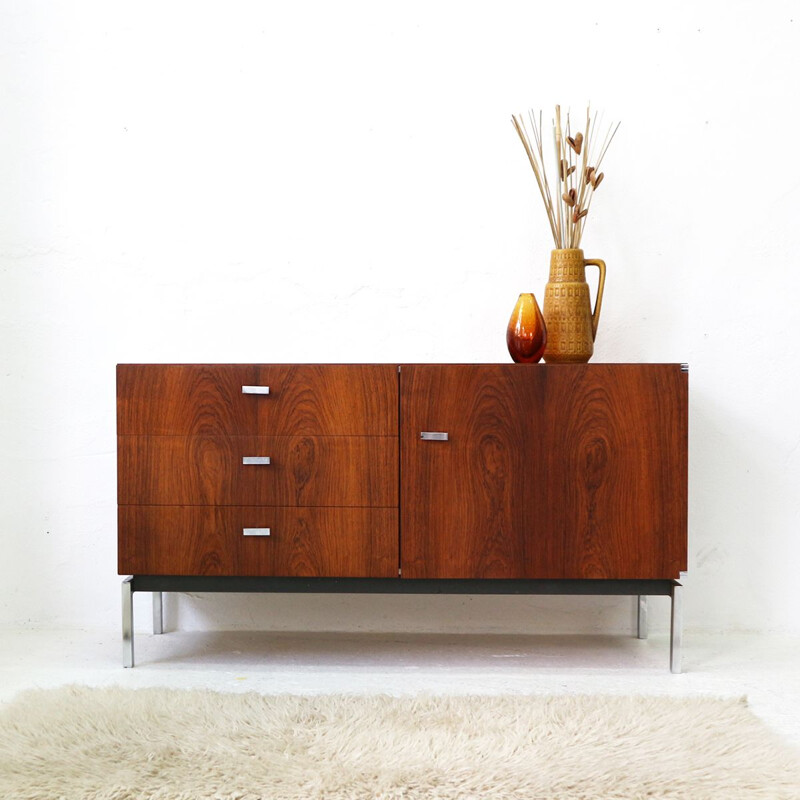 Vintage german sideboard in rosewood and metal 1970