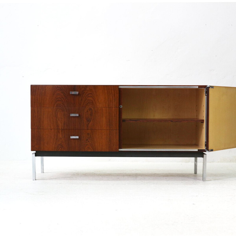 Vintage german sideboard in rosewood and metal 1970