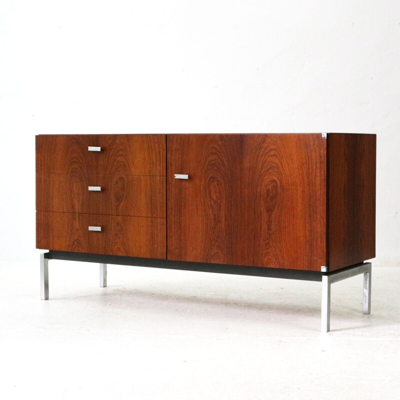 Vintage german sideboard in rosewood and metal 1970