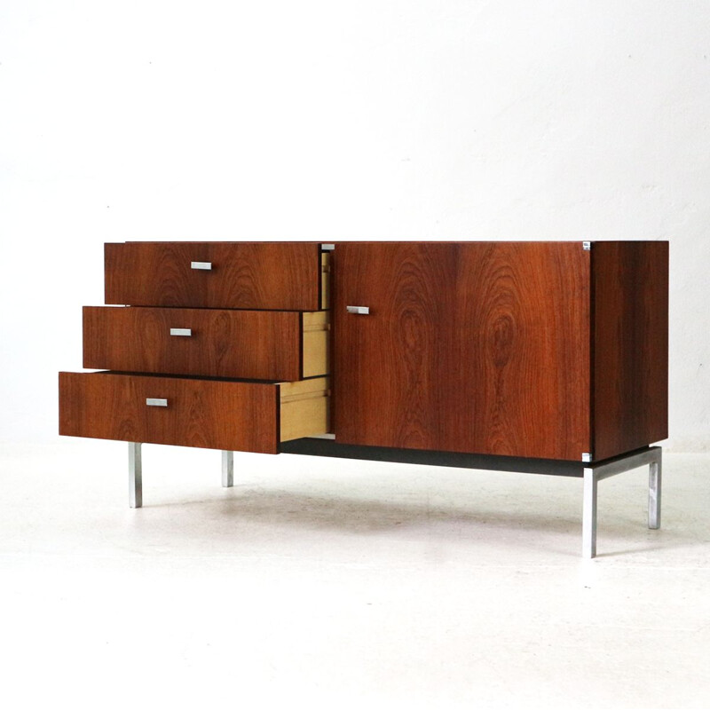 Vintage german sideboard in rosewood and metal 1970