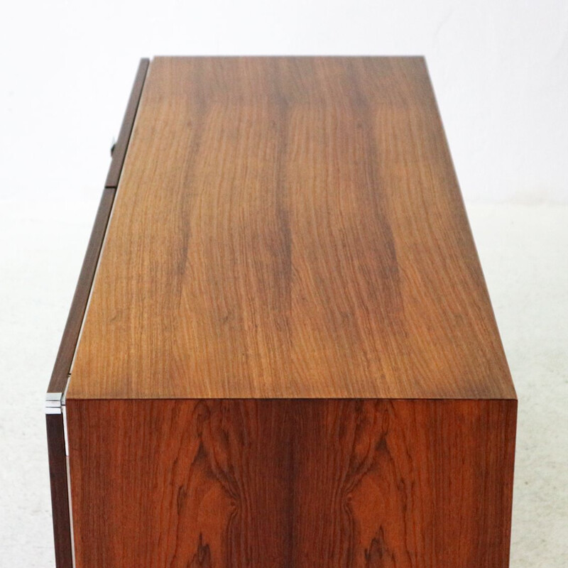 Vintage german sideboard in rosewood and metal 1970