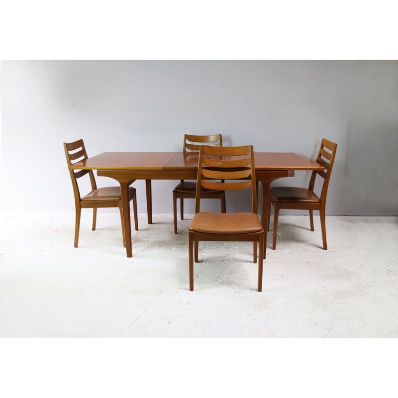 Set of vintage dining table and 6 chairs for Nathan in teakwood 1970