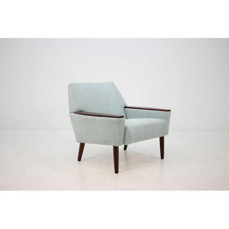 Fauteuil vintage en teck et bleu clair 1960 