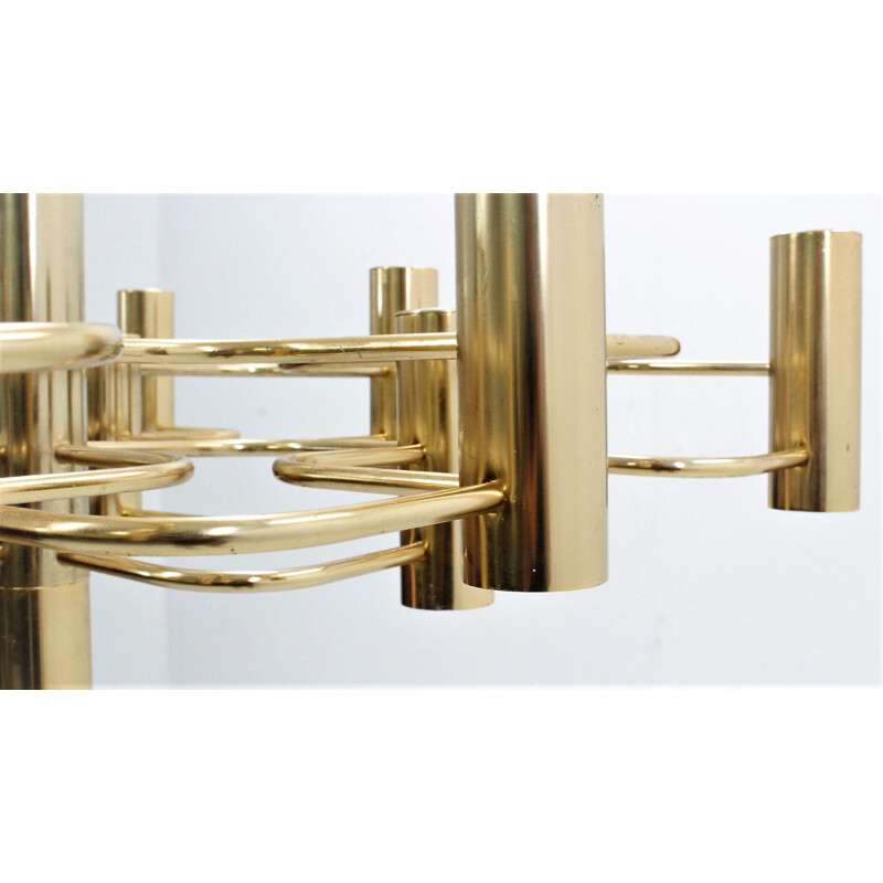 Vintage chandelier in metal brassed by Gaetano Sciolari 1970s