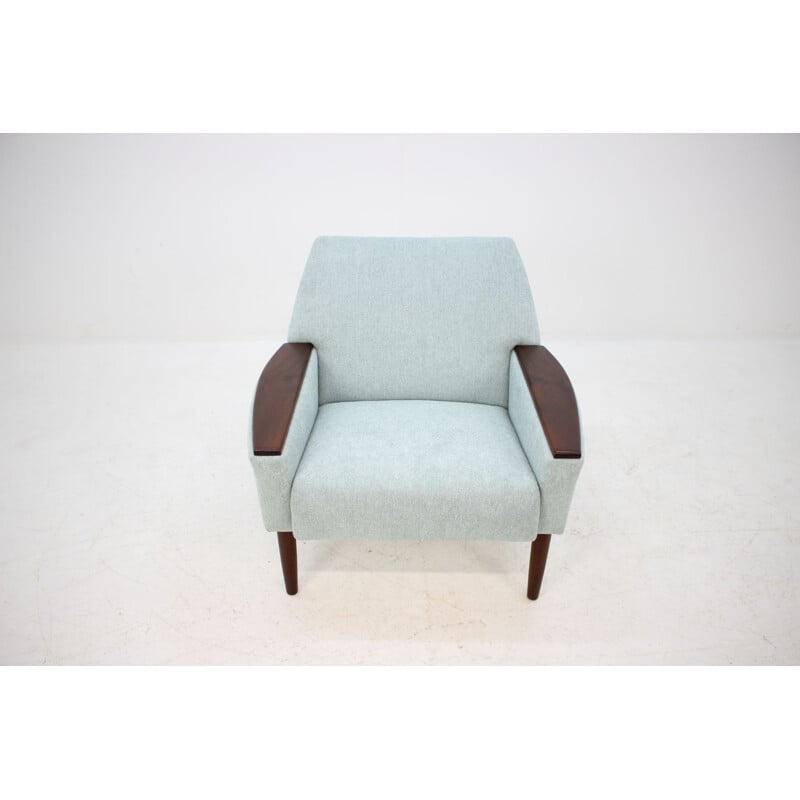 Vintage teak armchair in light blue 1960 