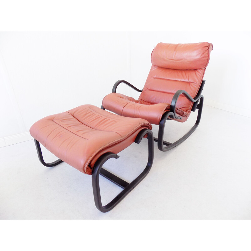 Vintage Rocking Chair with Ottoman for Strässle